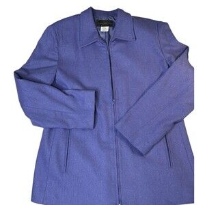 Harris Wallace Womens Blazer Jacket Wool Blend Zip Front Sz 16 Light Purple